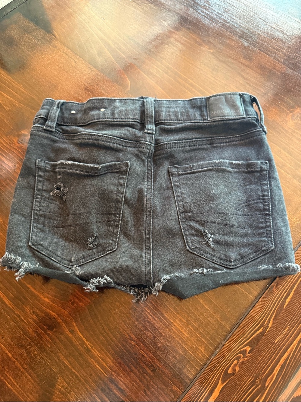 American Eagle Black Distressed Denim Shorts - Women's Frayed Hem